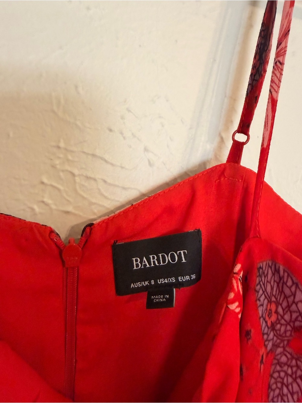 Aritzia Bardot Floral Red Dress size 4 XS - Picture 4 of 6